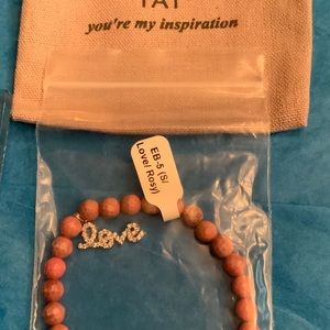 TAI pink bead bracelet with LOVE charm